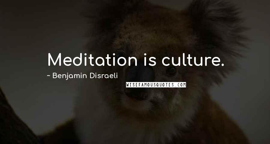 Benjamin Disraeli Quotes: Meditation is culture.