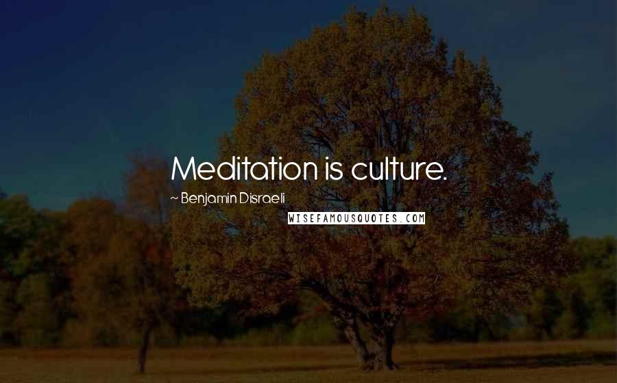 Benjamin Disraeli Quotes: Meditation is culture.