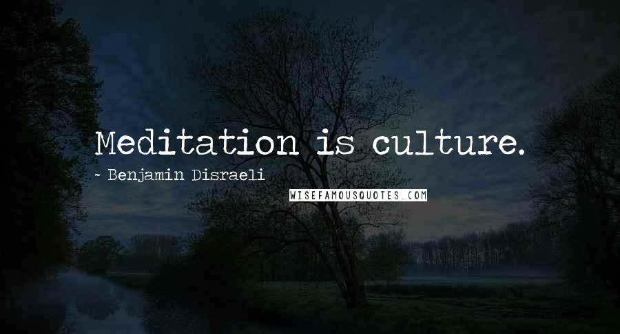 Benjamin Disraeli Quotes: Meditation is culture.