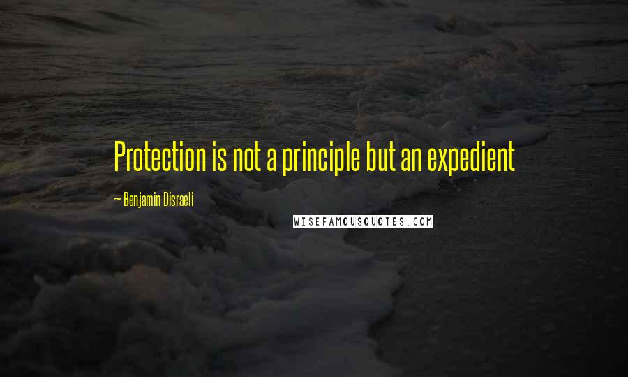 Benjamin Disraeli Quotes: Protection is not a principle but an expedient