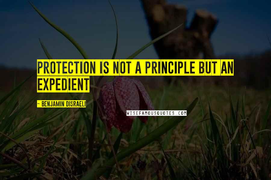 Benjamin Disraeli Quotes: Protection is not a principle but an expedient