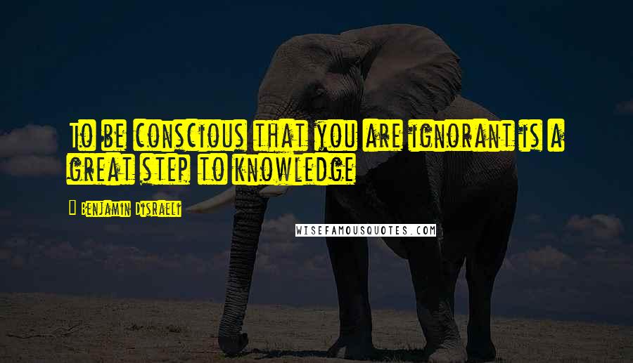 Benjamin Disraeli Quotes: To be conscious that you are ignorant is a great step to knowledge