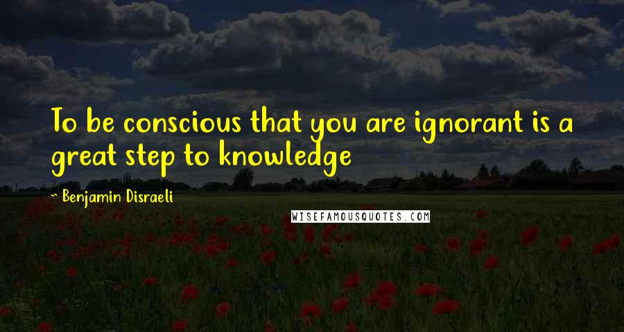 Benjamin Disraeli Quotes: To be conscious that you are ignorant is a great step to knowledge