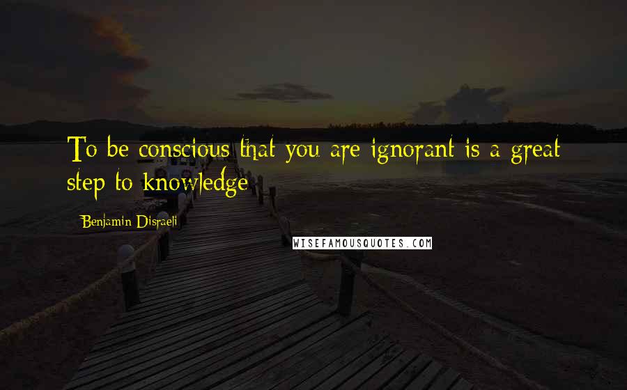 Benjamin Disraeli Quotes: To be conscious that you are ignorant is a great step to knowledge