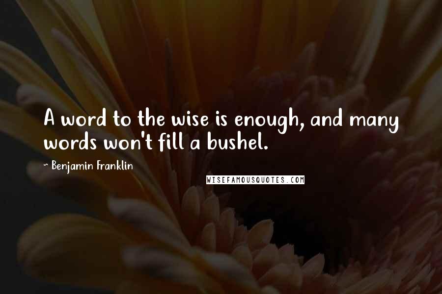 Benjamin Franklin Quotes: A word to the wise is enough, and many words won't fill a bushel.