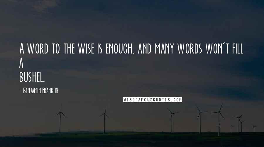 Benjamin Franklin Quotes: A word to the wise is enough, and many words won't fill a bushel.