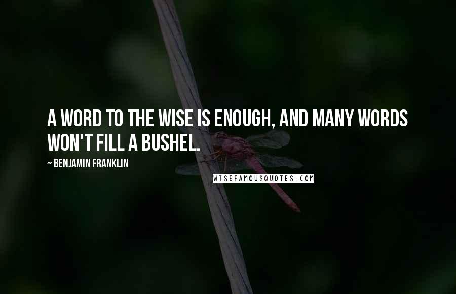 Benjamin Franklin Quotes: A word to the wise is enough, and many words won't fill a bushel.