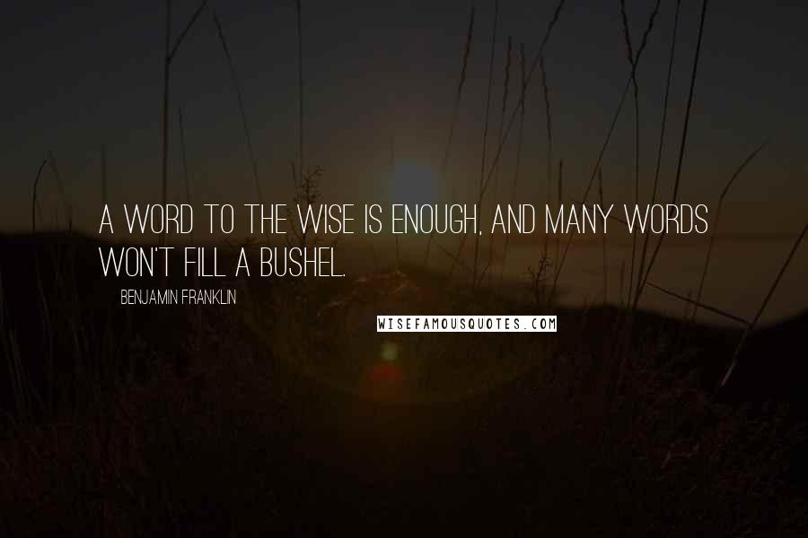 Benjamin Franklin Quotes: A word to the wise is enough, and many words won't fill a bushel.