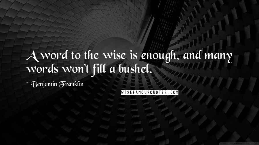 Benjamin Franklin Quotes: A word to the wise is enough, and many words won't fill a bushel.