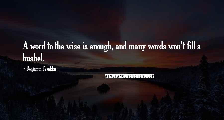 Benjamin Franklin Quotes: A word to the wise is enough, and many words won't fill a bushel.