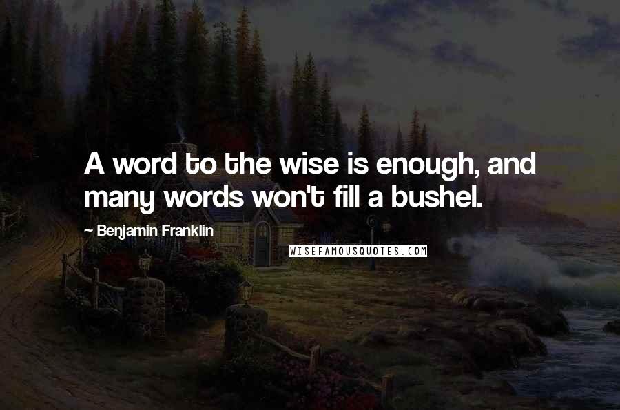 Benjamin Franklin Quotes: A word to the wise is enough, and many words won't fill a bushel.