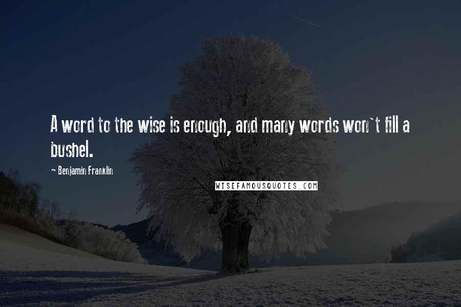 Benjamin Franklin Quotes: A word to the wise is enough, and many words won't fill a bushel.