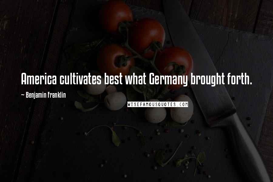 Benjamin Franklin Quotes: America cultivates best what Germany brought forth.