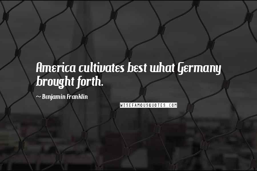 Benjamin Franklin Quotes: America cultivates best what Germany brought forth.