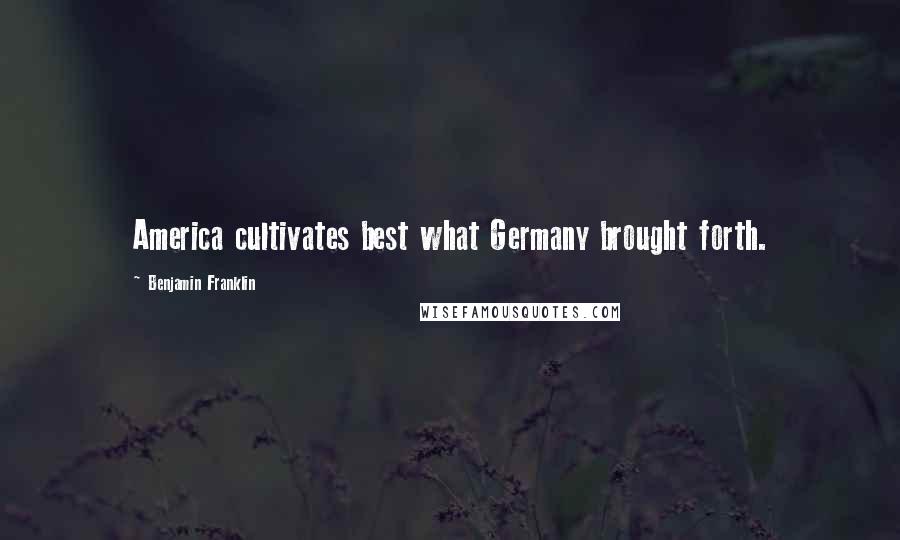 Benjamin Franklin Quotes: America cultivates best what Germany brought forth.