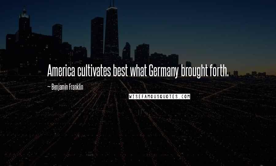 Benjamin Franklin Quotes: America cultivates best what Germany brought forth.