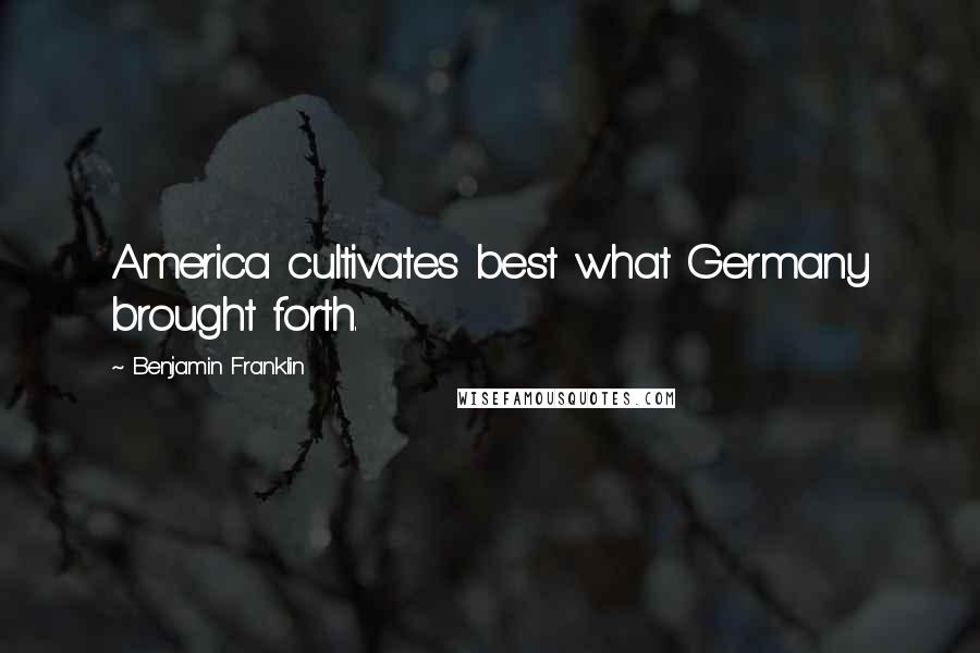 Benjamin Franklin Quotes: America cultivates best what Germany brought forth.