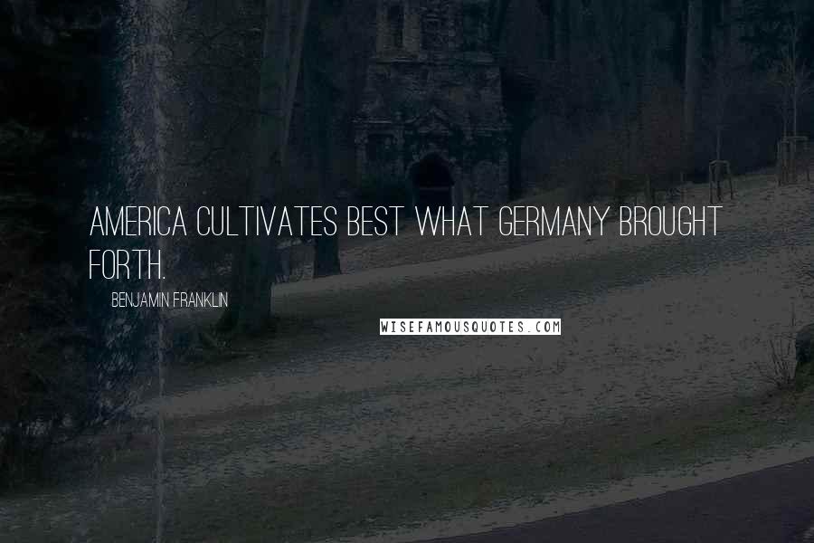 Benjamin Franklin Quotes: America cultivates best what Germany brought forth.