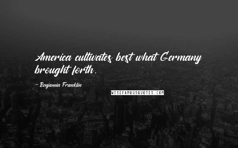 Benjamin Franklin Quotes: America cultivates best what Germany brought forth.
