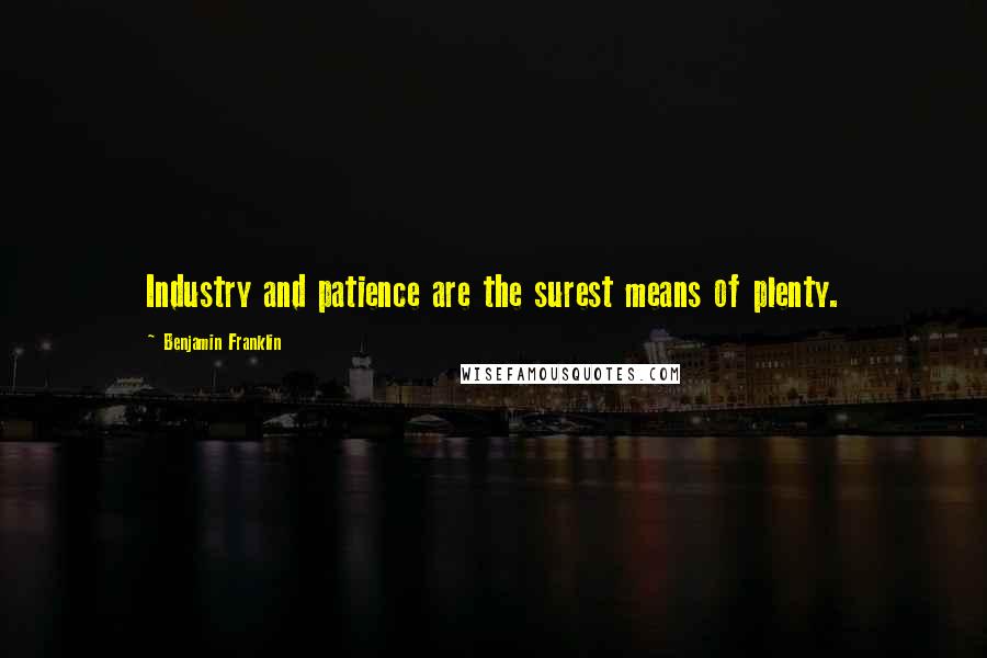 Benjamin Franklin Quotes: Industry and patience are the surest means of plenty.