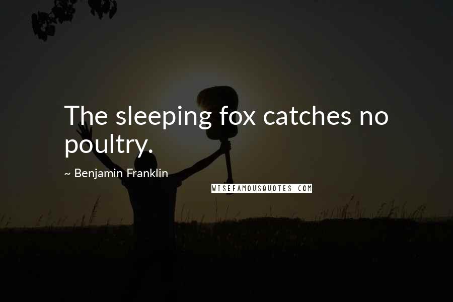 Benjamin Franklin Quotes: The sleeping fox catches no poultry.