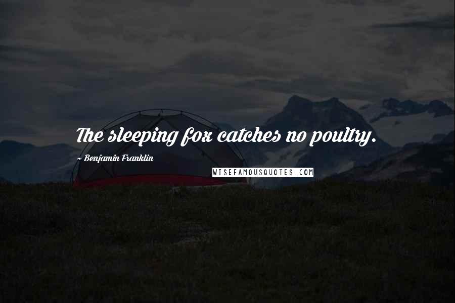 Benjamin Franklin Quotes: The sleeping fox catches no poultry.