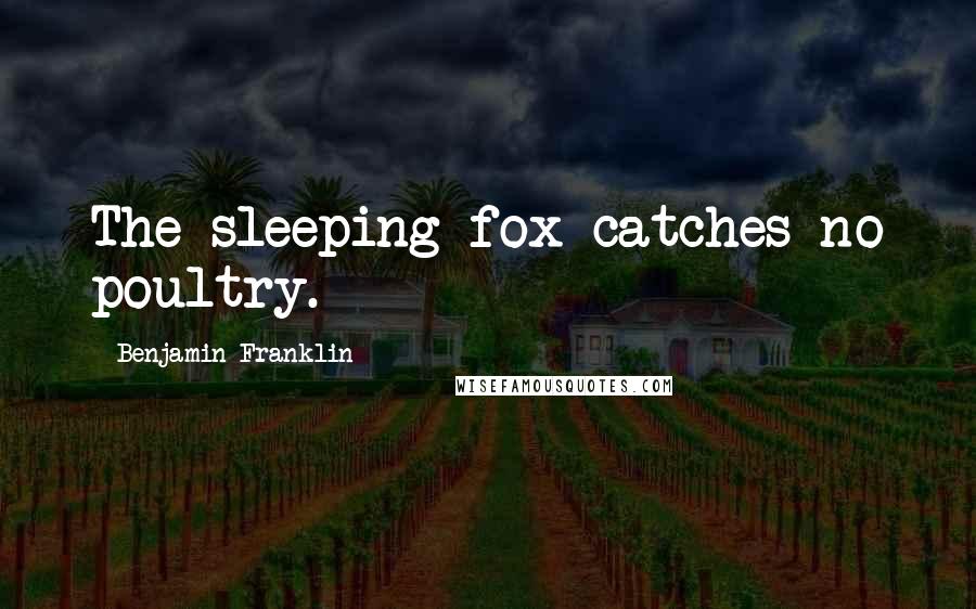 Benjamin Franklin Quotes: The sleeping fox catches no poultry.
