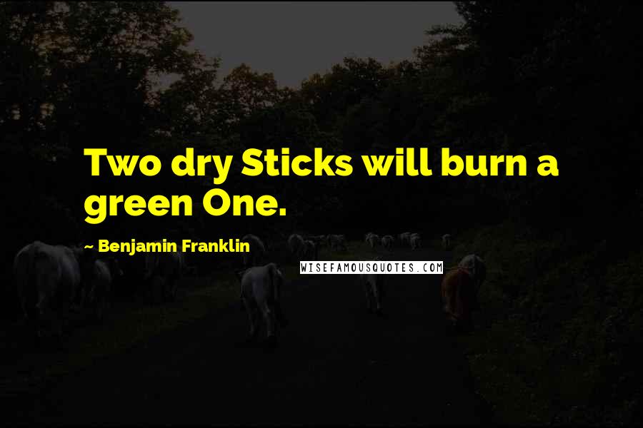 Benjamin Franklin Quotes: Two dry Sticks will burn a green One.