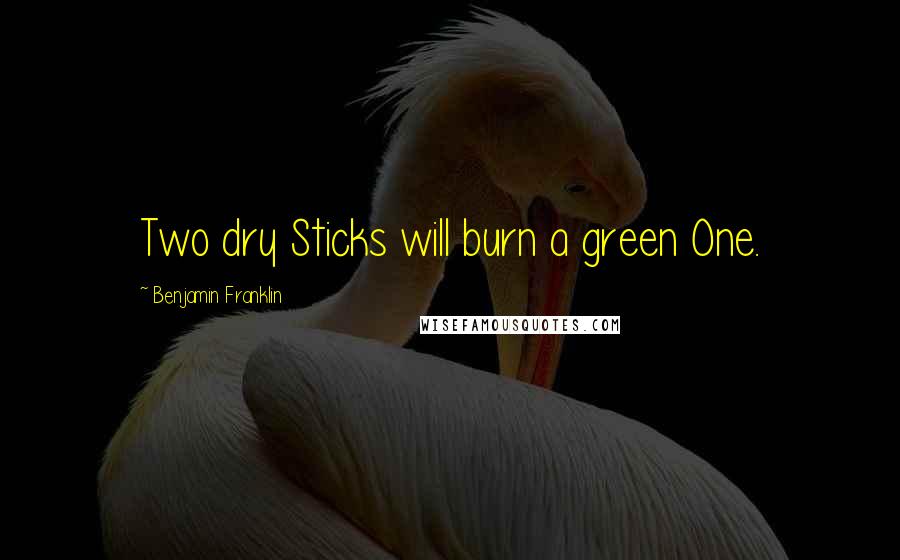 Benjamin Franklin Quotes: Two dry Sticks will burn a green One.