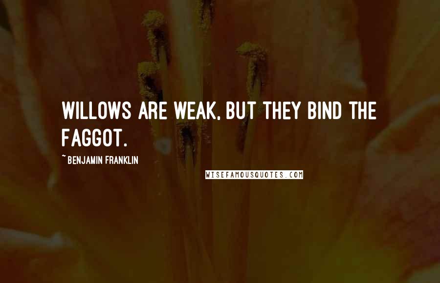 Benjamin Franklin Quotes: Willows are weak, but they bind the Faggot.