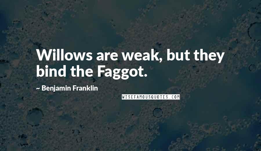 Benjamin Franklin Quotes: Willows are weak, but they bind the Faggot.