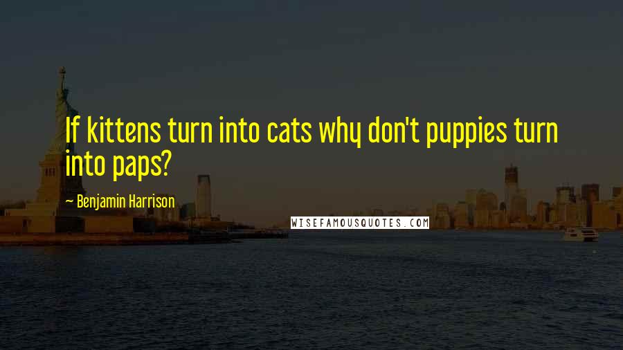 Benjamin Harrison Quotes: If kittens turn into cats why don't puppies turn into paps?