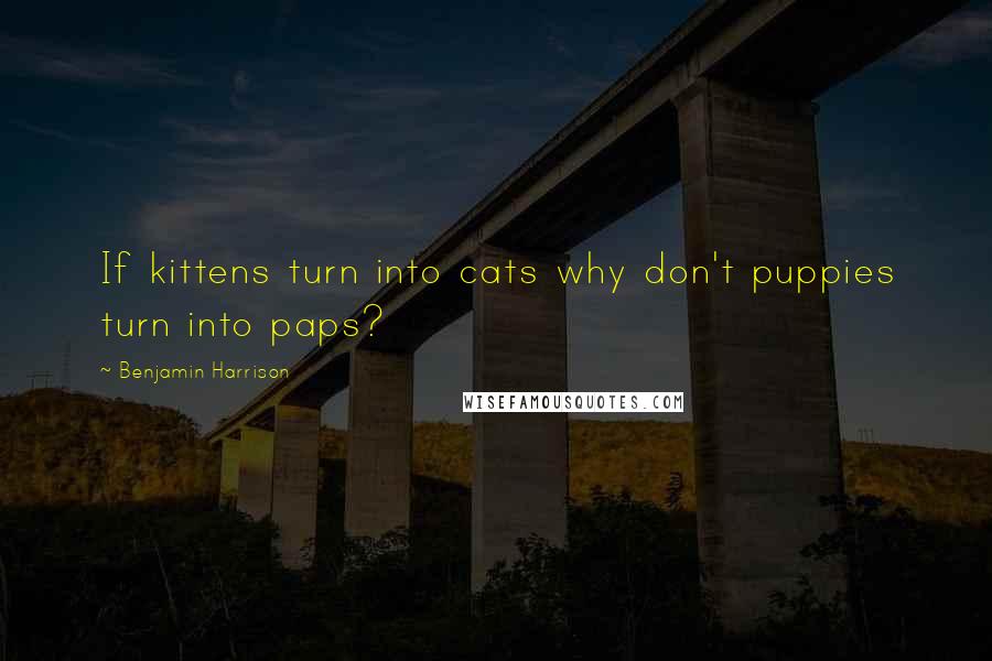 Benjamin Harrison Quotes: If kittens turn into cats why don't puppies turn into paps?