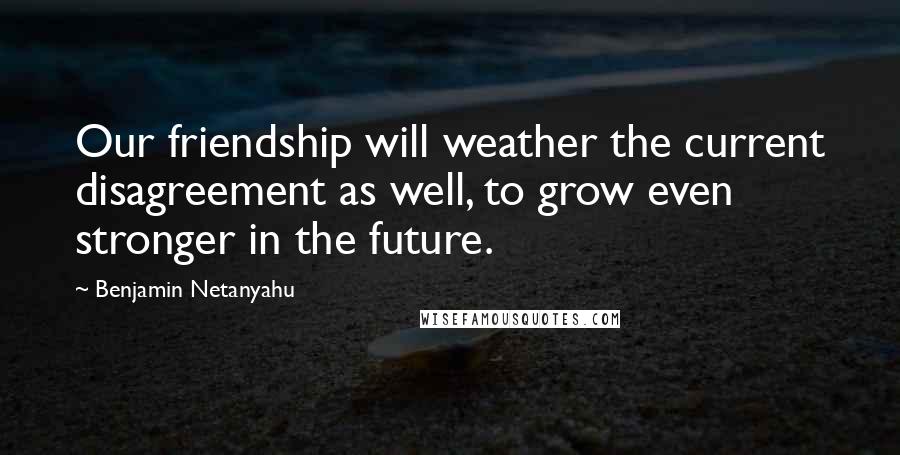 Benjamin Netanyahu Quotes: Our friendship will weather the current disagreement as well, to grow even stronger in the future.