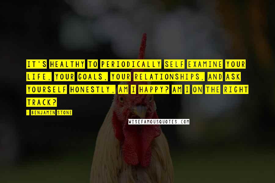 Benjamin Stone Quotes: It's healthy to periodically self examine your life, your goals, your relationships, and ask yourself honestly, am I happy? Am I on the right track?