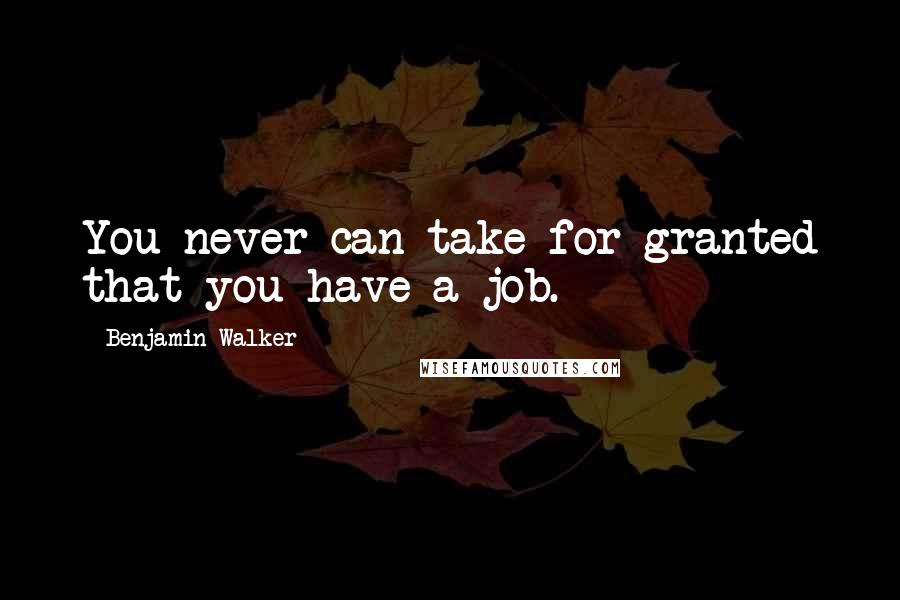 Benjamin Walker Quotes: You never can take for granted that you have a job.