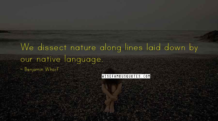 Benjamin Whorf Quotes: We dissect nature along lines laid down by our native language.