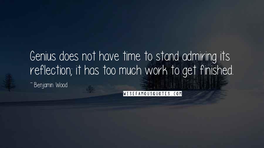 Benjamin Wood Quotes: Genius does not have time to stand admiring its reflection; it has too much work to get finished.