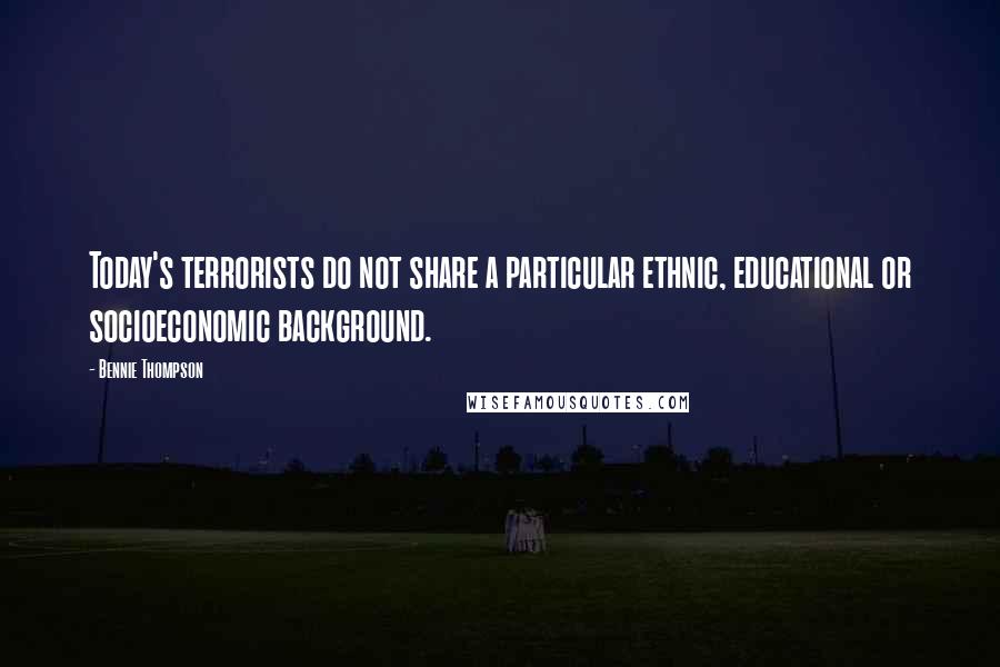 Bennie Thompson Quotes: Today's terrorists do not share a particular ethnic, educational or socioeconomic background.