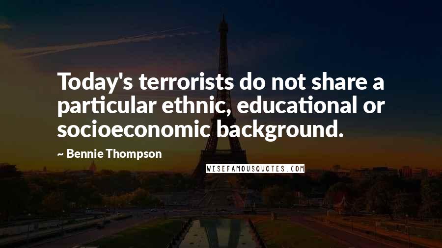Bennie Thompson Quotes: Today's terrorists do not share a particular ethnic, educational or socioeconomic background.