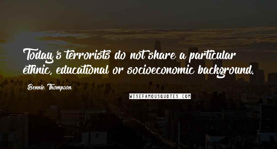 Bennie Thompson Quotes: Today's terrorists do not share a particular ethnic, educational or socioeconomic background.