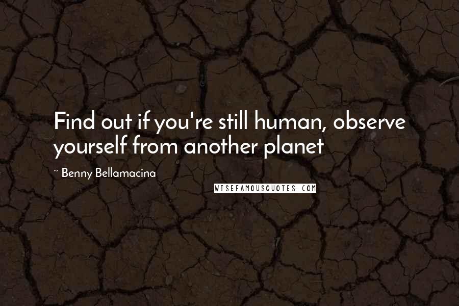 Benny Bellamacina Quotes: Find out if you're still human, observe yourself from another planet