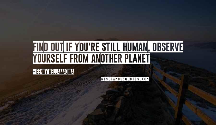 Benny Bellamacina Quotes: Find out if you're still human, observe yourself from another planet