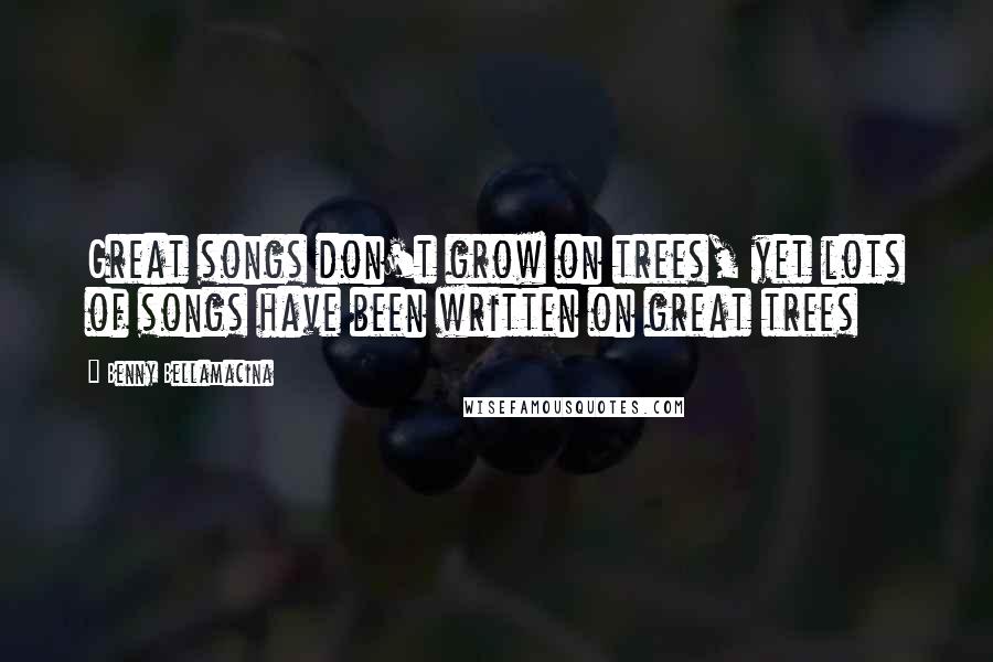 Benny Bellamacina Quotes: Great songs don't grow on trees, yet lots of songs have been written on great trees