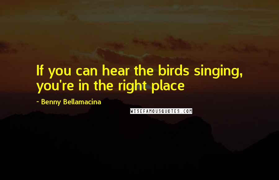 Benny Bellamacina Quotes: If you can hear the birds singing, you're in the right place