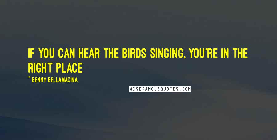 Benny Bellamacina Quotes: If you can hear the birds singing, you're in the right place