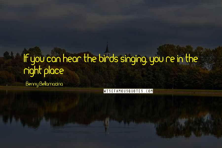 Benny Bellamacina Quotes: If you can hear the birds singing, you're in the right place