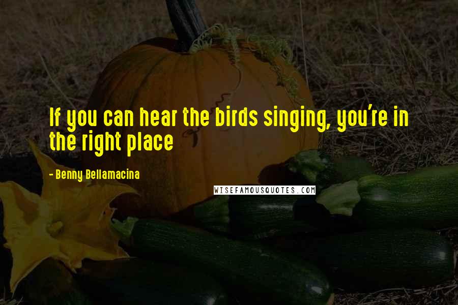 Benny Bellamacina Quotes: If you can hear the birds singing, you're in the right place