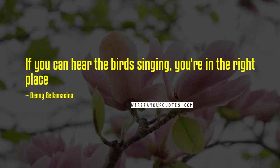 Benny Bellamacina Quotes: If you can hear the birds singing, you're in the right place