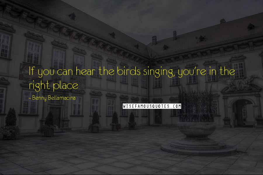 Benny Bellamacina Quotes: If you can hear the birds singing, you're in the right place